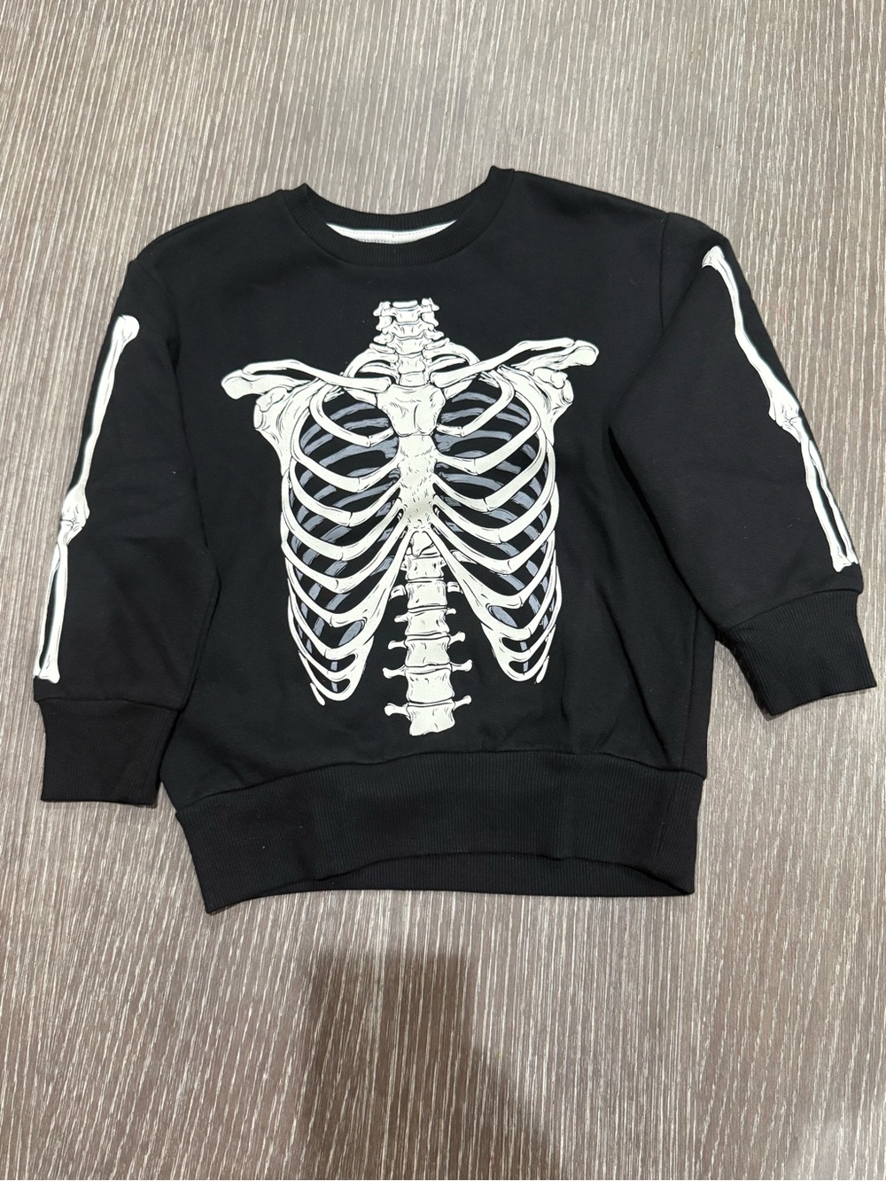 NWT Size XSmall (4-5) Way to Celebrate! Black sweater Skeleton Rib Cage Graphic